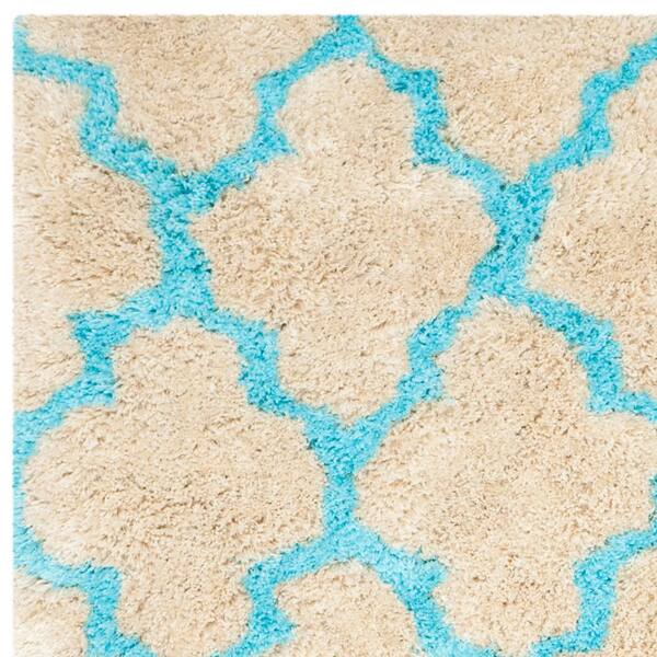 SAFAVIEH Barcelona Shag Cream/Blue 4 ft. x 6 ft. Geometric Area Rug  BSG319K-4 - The Home Depot