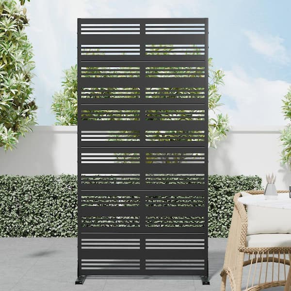 16 in. L x 35 in. W x 72 in. H Black Outdoor Rectangular Metal Galvanized Privacy Screen Fence Garden Panels