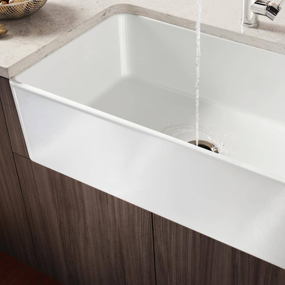 Cerana 30" White Fireclay Single Bowl Farmhouse Sink