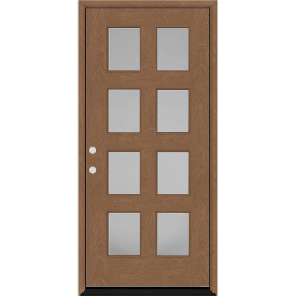 Regency 42 in. x 80 in. 8L Modern Clear Glass RHIS Autumn Wheat Stained Fiberglass Prehung Front Door w/4 in. Jamb