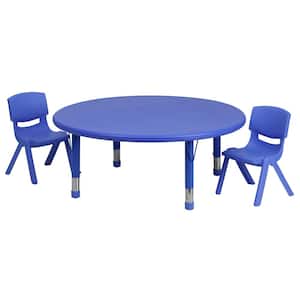 Blue 3-Piece Table and Chair Set