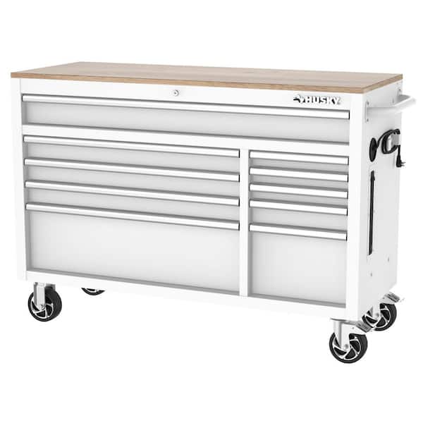 Modular Tool Storage 52 in. W White Mobile Workbench Cabinet
