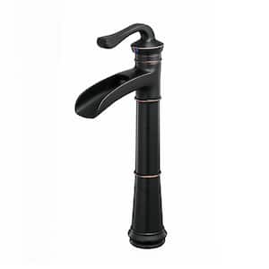 Single Handle Single Hole Waterfall Bathroom Vessel Sink Faucet With Supply Line in Oil Rubbed Bronze
