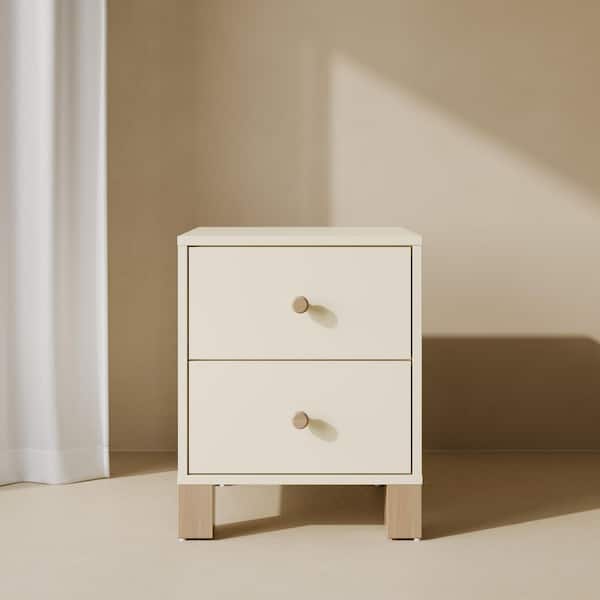 California Frosted Oat with Dritwood 2-Drawer Nightstand