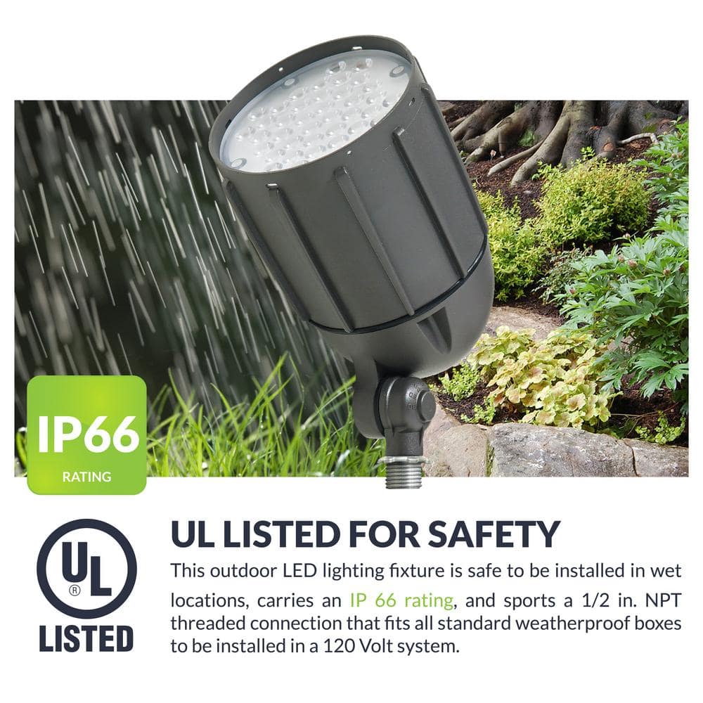 30W Bronze Integrated LED Outdoor Flood Light with Adjustable Mount