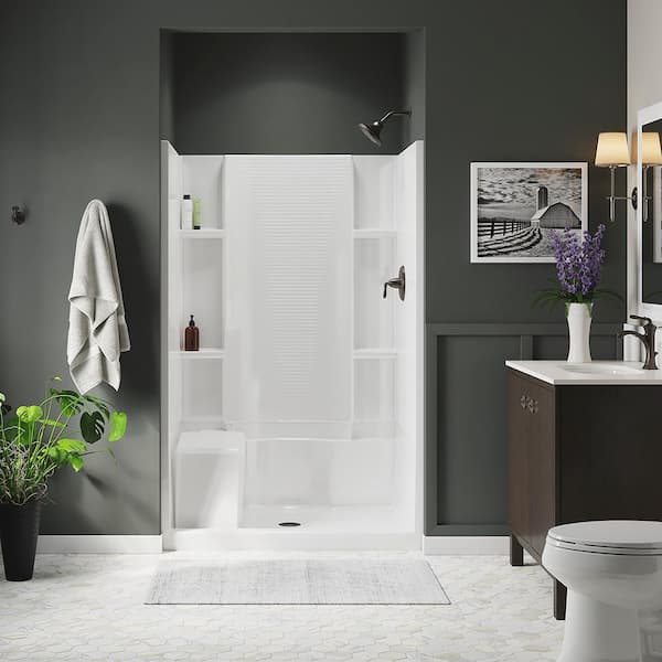 STERLING Accord Seated 36 in. x 48 in. x 74-1/2 in. Shower Kit in White