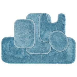 Basin Blue Finest Luxury Plush Nylon 5-Piece Bath Rug Set