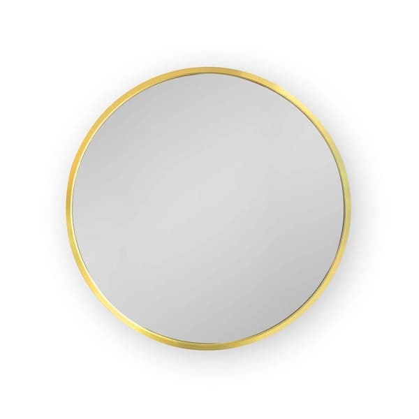 28 in. W x 28 in. H Gold Round Metal Framed Wall Mount Bathroom Medicine Cabinet with Mirror