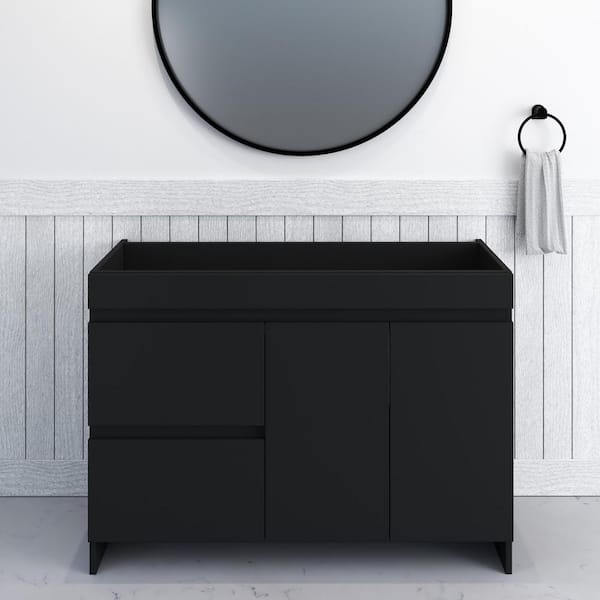 VOLPA USA AMERICAN CRAFTED VANITIES Mace 48 in. W x 20 in. D x 35 in. H Single-Sink Bath Vanity Cabinet without Top in Black and Left-Side Drawers