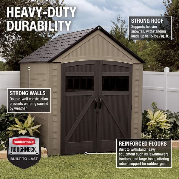 Rubbermaid 7-ft. X 7-ft. Roughneck Brown Gable Resin Outdoor