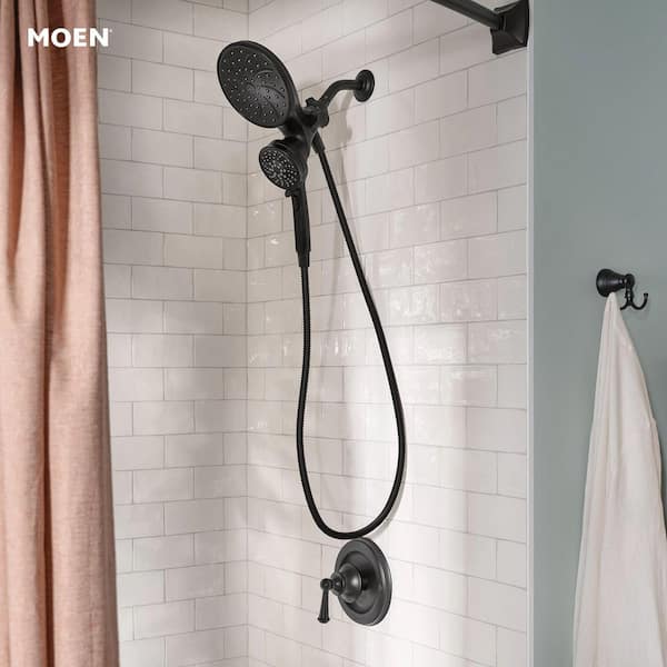 Brecklyn Single Handle 6-Spray Tub and Shower Faucet with Magnetix Rainshower Combo in Matte Black (Valve Included)