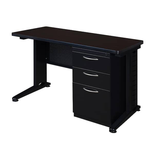 Regency Pendulum 48 in. W x 24 in. D Mocha Walnut Single Pedestal Desk