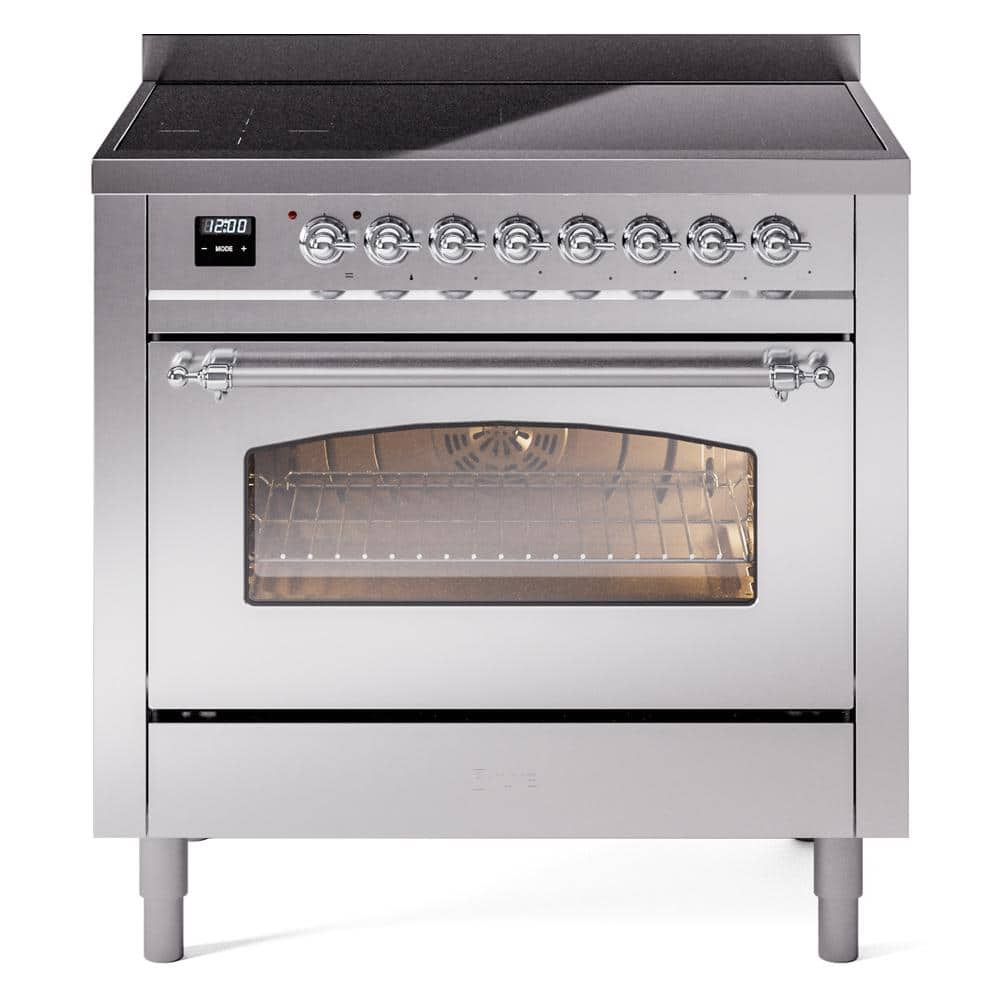 Nostalgie II 36 in. 6 Zone Freestanding Induction Range in Stainless Steel with Chrome -  ILVE, UPI366NMPSSC