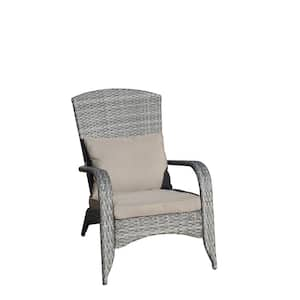 Grey PE Rattan Wicker Patio Outdoor Chaise Lounge Chair with Grey Cushions for Porch, Patio, Pool