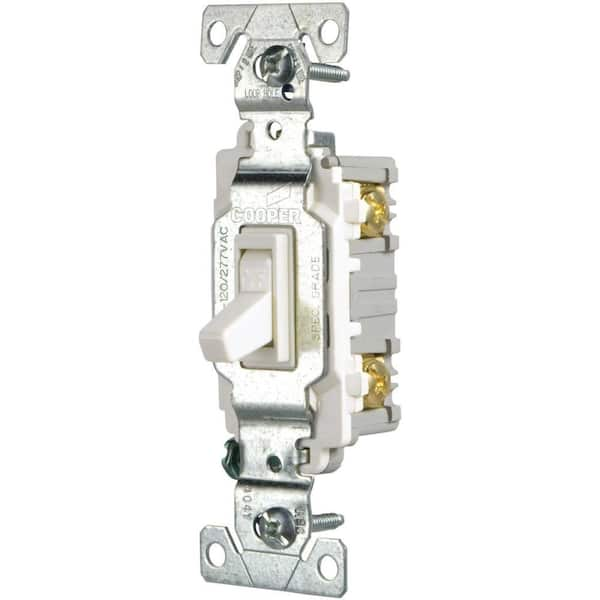 Eaton 15 Amp Single Pole Light Switch, White