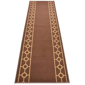 Solid Border Design Cut to Size Beige Color 36 Width x Your Choice Length Custom Size Slip Resistant Stair Runner Rug