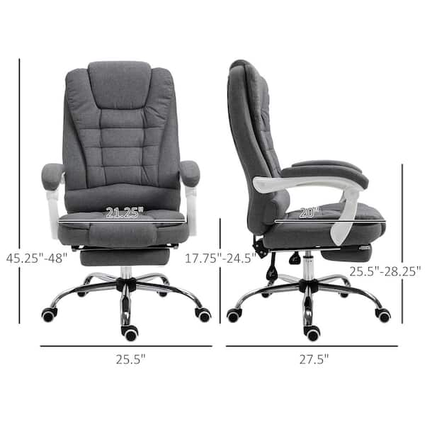 Vinsetto Grey, Ergonomic Home Office Chair High Back Task Computer Desk  Chair with Padded Armrests, Linen Fabric, Swivel Wheels 921-239 - The Home  Depot