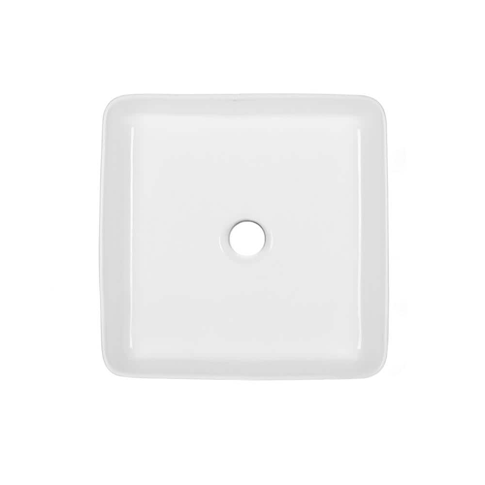 White Ceramic Square Above-Counter Vessel Sink