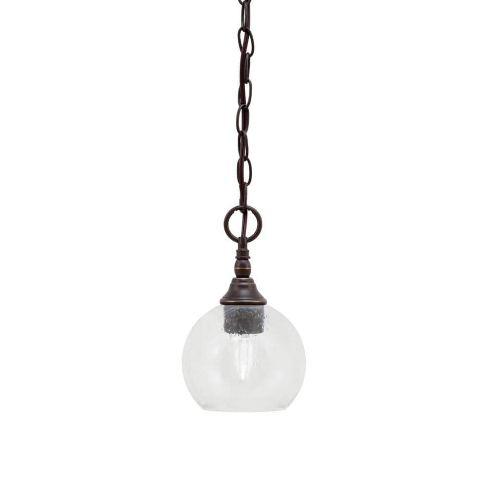 Elva 100-Watt 1_light Dark Granite Shaded Pendant Light with 5.75 in. Clear