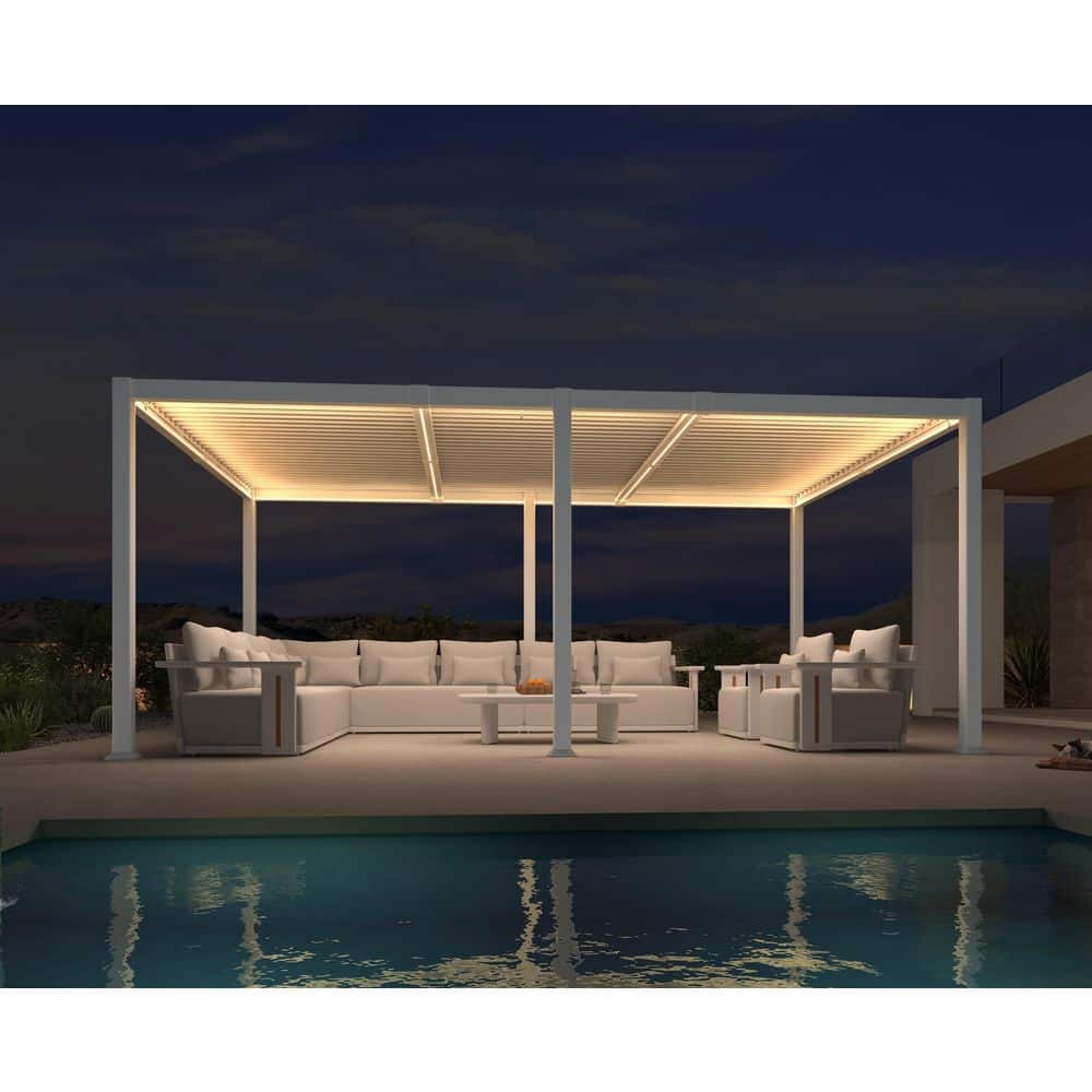 PURPLE LEAF 11 ft. x 18 ft. White Aluminum Outdoor Louvered