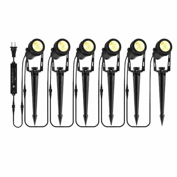 6-Pack 12V Low Voltage Landscape Spotlights with Transformer, 2700K Warm White, 69 ft Cable, IP65 Rated