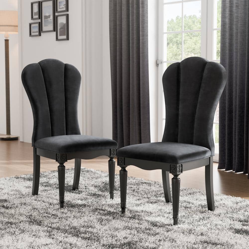 Furniture of America Seabliss Black Fabric Velvet Glam