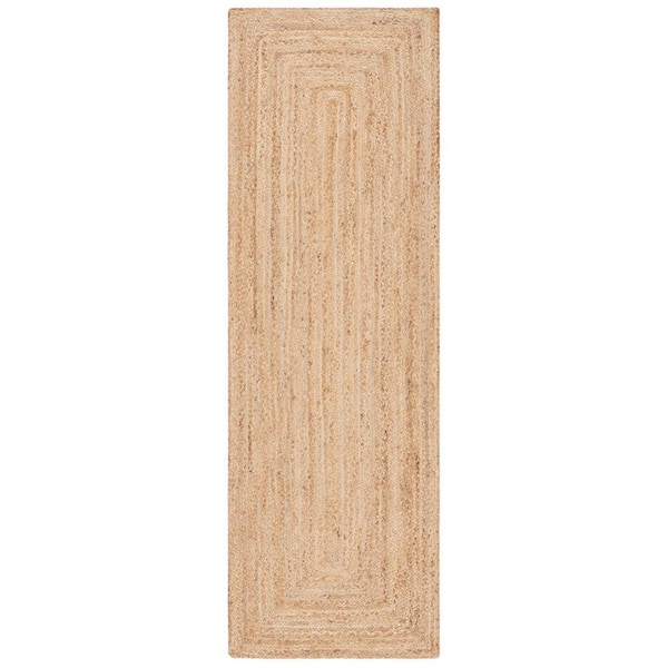 Natural Fiber 2 ft. x 17 ft. Natural Border Runner Rug