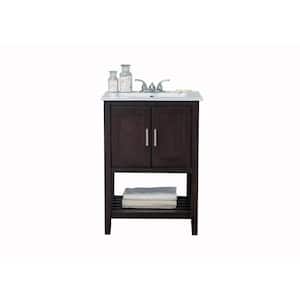 24 in. Bath Vanity with Single Sink Vanity Top in Antique Coffee with White Ceramic Basin