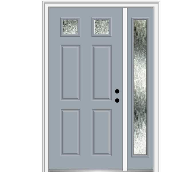 MMI Door 48 in. x 80 in. Left-Hand Inswing Rain Glass Storm Cloud Fiberglass Prehung Front Door on 4-9/16 in. Frame