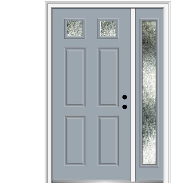 MMI Door 50 in. x 80 in. Left-Hand Inswing Rain Glass Storm Cloud Fiberglass Prehung Front Door on 6-9/16 in. Frame