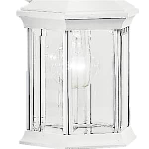 Chesapeake 11.75 in. 1-Light White Outdoor Hardwired Wall Lantern Sconce with No Bulbs Included (1-Pack)