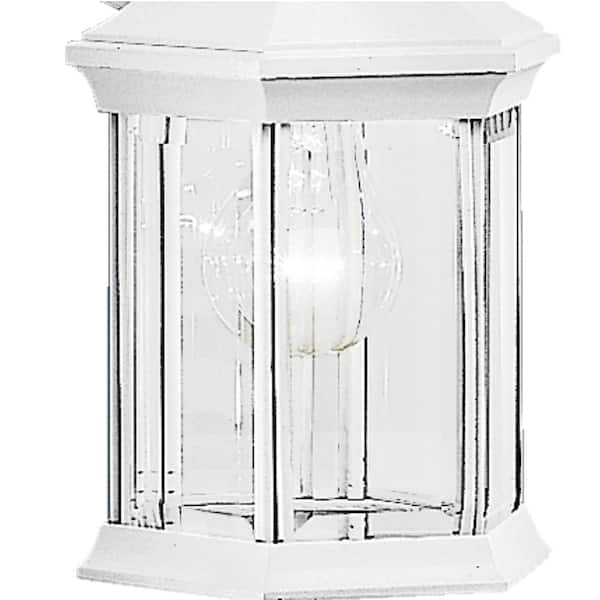 Chesapeake 11.75 in. 1-Light White Outdoor Hardwired Wall Lantern Sconce with No Bulbs Included (1-Pack)