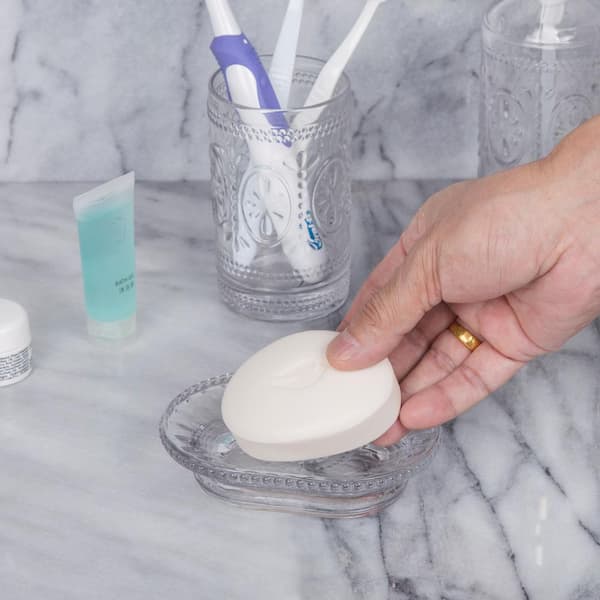 InterDesign Plastic Bar Soap Holder for Bathroom, Shower - Round