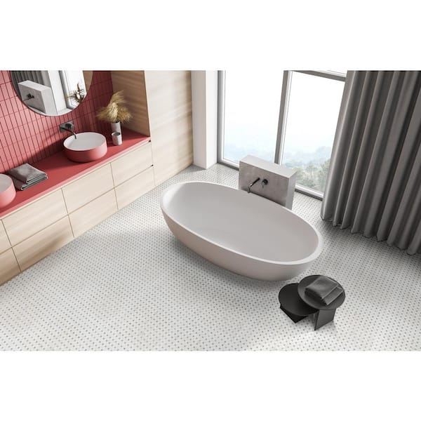 Bianco Dolomite Dotty 13 in. x 13 in. Polished Marble Mesh-Mounted Mosaic Floor and Wall Tile (10.6 sq. ft./Case)