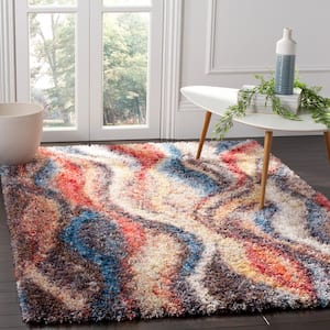 Gypsy Rust/Blue 7 ft. x 7 ft. Square Striped Area Rug