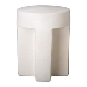 TX 21 in. H Glossy Glaze White Round Ceramic Garden Stool