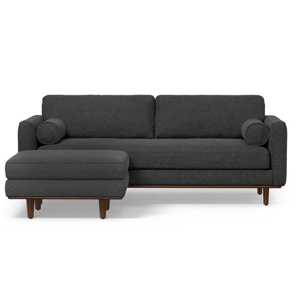 Charcoal Grey Fabric Lawson Sofa with Ottoman and Pillow-Top Arms