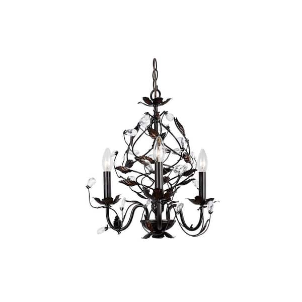 Light Oil Rubbed Bronze Chandelier, Chrome 5 Branch Chandelier With Black Shaders