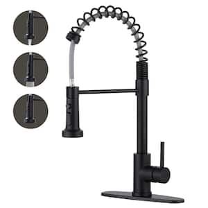 Stainless Steel Single Handle Pull Down Sprayer Kitchen Faucet in Matte Black