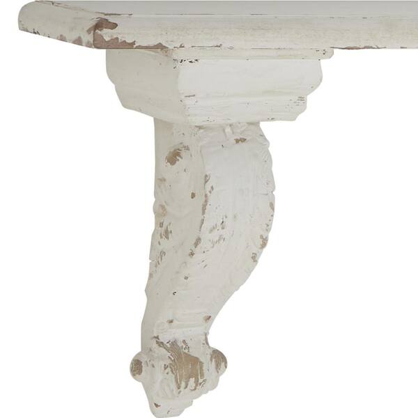 Litton Lane 11 in. x 32 in. White Wood Vintage Wall Shelf 92602