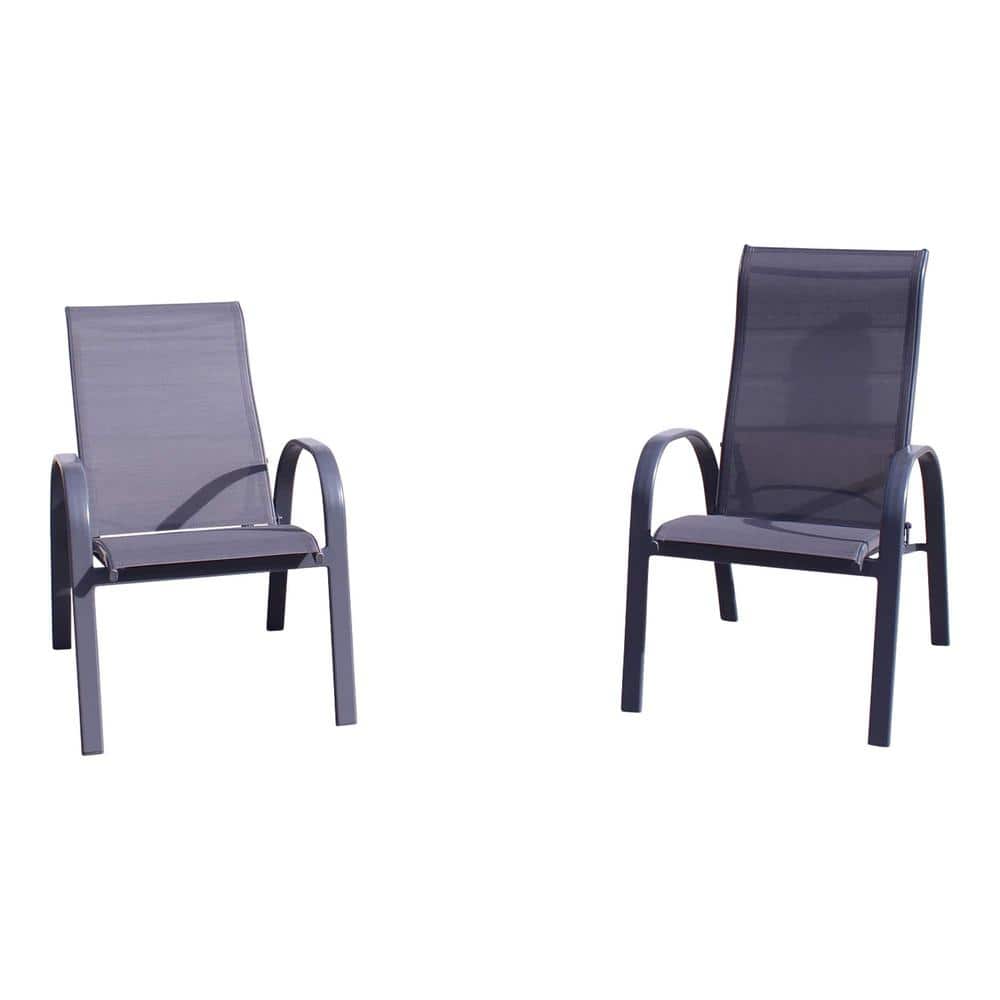 Courtyard Casual Santa Fe Gray Aluminum Outdoor Dining Chair in Gray