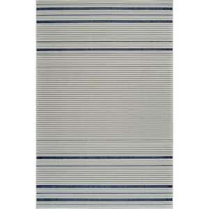 Maise Cream Blue 6 ft. x 9 ft. Modern Abstract Indoor Outdoor Area Rug