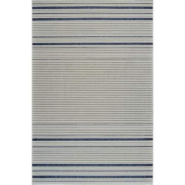 Rug Branch Maise Cream Blue 6 ft. x 9 ft. Modern Abstract Indoor Outdoor Area Rug