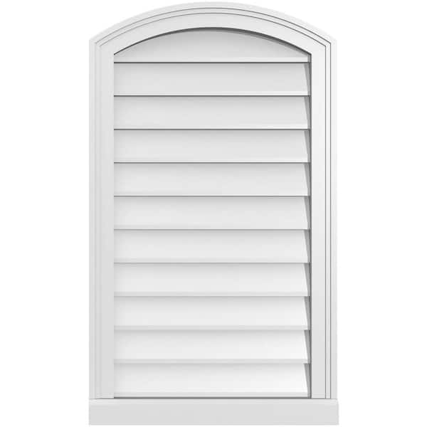 Ekena Millwork 20 in. x 34 in. Arch Top Surface Mount PVC Gable Vent: Functional with Brickmould Sill Frame
