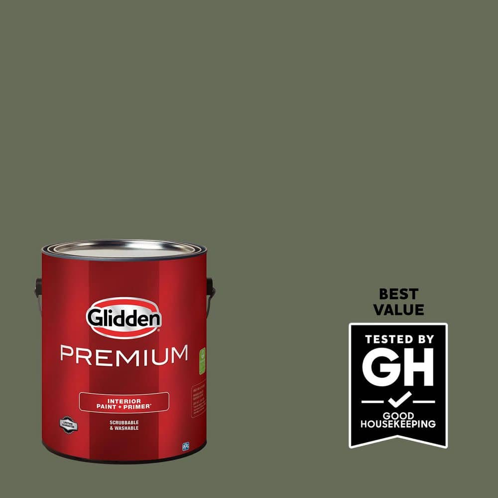 Glidden Premium 1 gal. PPG1126-7 All About Olive Flat Interior