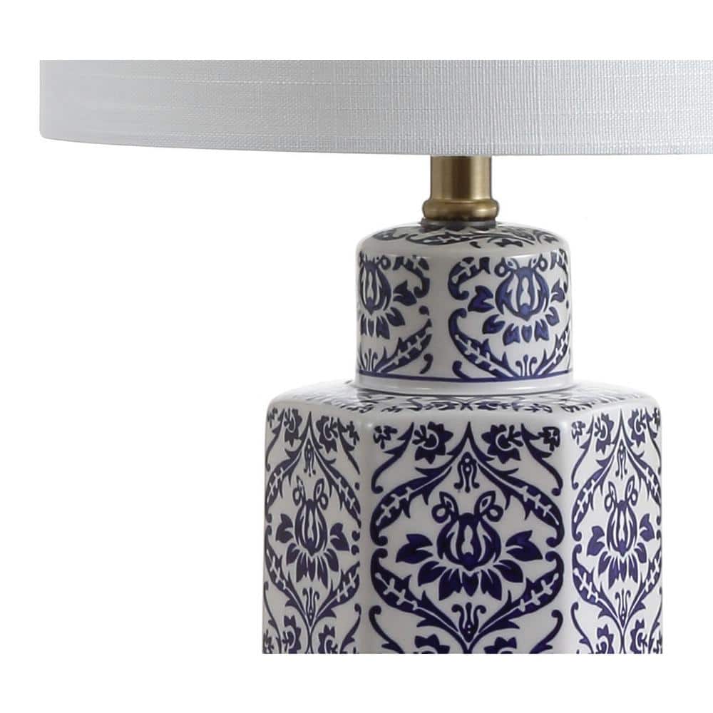 Diana Blue and White Ceramic Ginger Jar Table Lamp with Linen Shade