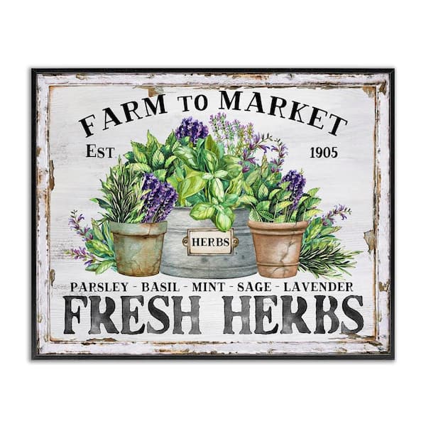 Farmhouse Fresh Herbs by Creatif Belle Black Framed Nature Giclee Art Print 24 in. x 30 in.