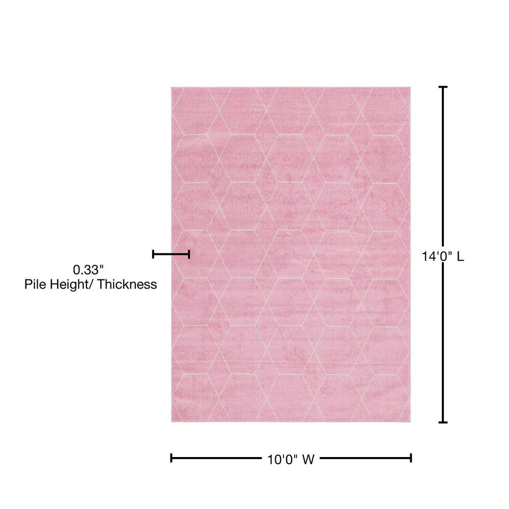 Light Pink Lattice Frieze 10' x 14' Synthetic Area Rug