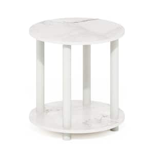Turn-N-Tube 15.5 in. Marble White Round Wood End Table