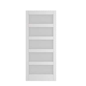 36 in. x 84 in. White Finished MDF Frosted Glass, 5-Glass Panel Barn Door Slab without Barn Door Hardware